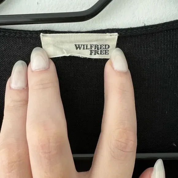 Aritzia Wilfred Free Abby Dress Black Deep Plunge Long Sleeve - Picture 9 of 10